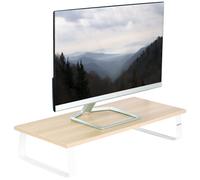 VIVO 24 inch Monitor Stand, Wood and Steel Desktop Riser, Screen, Keyboard, Laptop, Small TV, Ergonomic Desk and Tabletop Organizer, Light Wood,