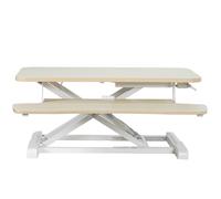 VIVO 28 inch Desk Converter K Series Height Adjustable Sit to Stand Riser Dual Monitor and Laptop Workstation with Keyboard Tray Light Wood Top W