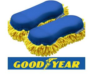 Vivo 2Pc Goodyear 2 In 1 Microfibre Noodle Sponge Valet Car Wash Cleaning Mesh Pad