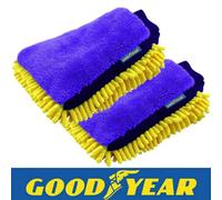 Vivo 2Pc Goodyear 2In1 Noodle Car Wash Mitt Microfibre Defogging Cleaning Polishing