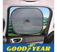 Goodyear 2pc Folding Sun Shade Universal fit for most cars, vans & SUVs| Easy to install & remove | See through mesh reduces glare | Attached easily with suction cup | Blocks Sunlight & Reduces Heat
