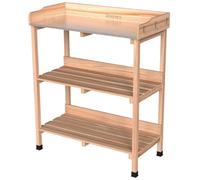 Vivo 3 Tier Garden Potting Table Wooden Bench With 6 Hooks Shelves Work Station