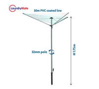 Vivo 30M 3 Arm Pvc Coated Rotary Airer