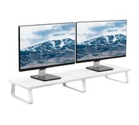 VIVO 39 inch Extra Long Monitor Stand, Wood & Steel Desktop Riser, Dual Screen, TV, Keyboard, Laptop, Ergonomic Desk and Tabletop Organizer, White,