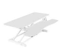 VIVO 91 cm Desk Converter, K Series, Height Adjustable Sit to Stand Riser, Dual Monitor and Laptop Workstation with Wide Keyboard Tray, White,