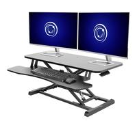 VIVO 91 cm Desk Converter, K Series, Height Adjustable Sit to Stand Riser, Dual Monitor and Laptop Workstation with Wide Keyboard Tray, Black,