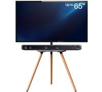 VIVO Artistic Easel 43 to 65 inch LED LCD Screen, Studio TV Display Stand, TV Mount with Swivel and Storage Shelf, Tripod Base, Black Bracket, Dark Walnut Legs, STAND-TV65A-S