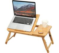 Vivo Bamboo Folding Laptop Stand Adjustable Angle Bed Breakfast Tray Table Macbook Pc