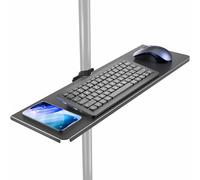 VIVO Black 24 x 8 in Pole Mount Shelf for TV Cart, MOUNT-SF24P | Universal, Sturdy Steel, Attaches to 0.5” to 2.4” Poles, Speaker & Microphone Stands, Clamp-on Utility Storage Surface