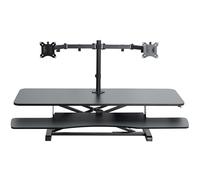 VIVO Black 48 in Standing Desk Converter with Monitor Stand, DESK-V048KB-M2 | Height Adjustable, Extra Large Stand Up Desk Riser with Dual 13-30 in Monitor Mount, Wide Keyboard Tray, Black Frame