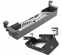 VIVO Black Clamp-On Flip-Open 35 in Cable Management Box, DESK-ACMB35-C | No Drill, Under Desk, Sturdy Steel, Below Standing Desk Cord & Power Strip Organizer, Easy Access, Holds 11 lbs