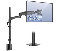 VIVO Black Monitor Floor or Wall Mount for 17 to 32 in Screens, STAND-V1WF | Articulating, Extra Tall Monitor Stand, Pneumatic Height Adjustable Arm, Grommet or C-Clamp Mounting, Holds 17.6 lbs