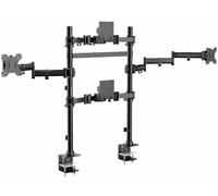 VIVO Black Quad Monitor Desk Mount for up to 49 in Screens, STAND-V400CU | Dual Pole, Adjustable Stand, C-Clamp, Fits 2 Center Ultrawides up to 49 in & 59.4 lbs, 2 Side Screens up to 38 in & 17.6 lbs