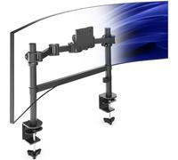 VIVO Black Single Ultrawide Desk Mount for up to 57 in Screens, STAND-157C | Dual Pole, C-Clamp Mount, Heavy Duty, Low Profile Monitor Stand for 1 Ultra Wide, Max VESA 200x200mm, Holds 59.4 lbs