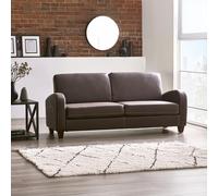 Vivo Brown Faux Leather Sofa - 3 Seater