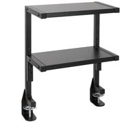 VIVO Clamp-on 33cm Above or Below Desk 2-Tier Shelving Unit for Table Accessories, Gaming Devices, and More, Storage Tray, Desktop Organizer, Black