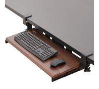 VIVO Clamp-on Computer Keyboard and Mouse Under Desk Mount Slider Tray 27 (33 Including Clamps) x 11 inch Pull Out Platform Drawer Dark Wood Tray B