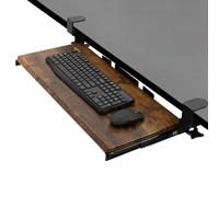 VIVO Clamp-on Computer Keyboard and Mouse Under Desk Mount Slider Tray, 27 (33 Including Clamps) x 11 inch Pull Out Platform Drawer, Rustic Vintage Brown Tray, Black Frame, MOUNT-KB05N