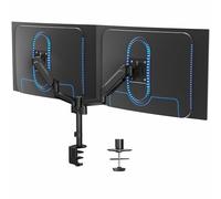 VIVO Dual Arm Mount for 17 to 32 inch Screens - Pneumatic Height Adjustment, Full Articulating Tilt, Swivel, Heavy Duty VESA Stand with Desk C-clamp and Grommet Option STAND-V002K