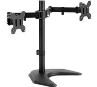 VIVO Dual LED LCD Monitor Mount, Free-Standing Desk Stand for 2 Screens up to 27 Inch, Heavy-Duty Fully Adjustable Arms with Max VESA 100x100mm, Black, STAND-V002F