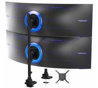 VIVO Dual Vertically Stacked Ultra-Wide Monitor Desk Mount for up to 57 inch Screens, Heavy Duty Adjustable Stand for 2 Ultrawides, 59.4 lbs Capacity, Black, STAND-V257R