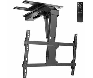 VIVO Electric Flip Down and Swivel Ceiling TV Mount for 37 to 70 inch Screens, Large Motorized Flat Ceiling VESA Mount, Holds up to 45kg, App and Voice Control, Black, MOUNT-E-FD75C-S