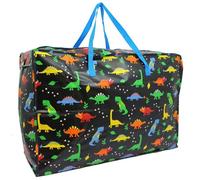Vivo Extra Large Jumbo Reusable Strong Laundry Shopping Bags With Zip - Dino