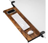 VIVO Extra Long Clamp-on Computer Keyboard and Mouse Under Desk Slider Tray, 86cm x 28cm Pull Out Platform Drawer, Rustic Vintage Brown, MOUNT-KB15EN