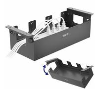 VIVO Flip-Open 16 inch Under Desk Cable Management Holder, Under Standing Desk Steel Cord and Power Strip Organizer, Black, Desk-ACCBM1