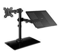VIVO Free Standing Single Computer Monitor and Laptop Combo Desk Stand with Sl lass Base Fits up to 32 inch Monitors and 17 inch Laptop