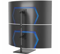 VIVO Freestanding Dual Vertically Stacked Ultra-Wide Monitor Desk Stand, Extra Tall Heavy Duty Adjustable Mount for 2 Ultrawide Screens up to 45 inches, 25 lbs Per Screen Capacity, Black, STAND-V200L