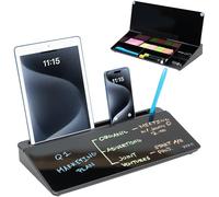 Vivo Glass 16 x 7 inch Dry Erase Board with Storage, Desktop Whiteboard Organizer with Hidden Compartments and Device Slot, Black, DESK-WB16B