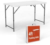 Vivo Heavy Duty 4Ft Folding Table Plastic Trestle Garden Patio Picnic Dining Outdoor