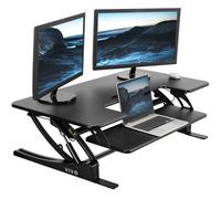 Vivo Height Adjustable 42 Inch Stand Up Desk Converter, Quick Sit To Tabletop Dual Monitor Riser Workstation, Black, Desk-V 000 Vl
