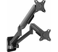 VIVO Height Adjustable Pneumatic Extended Arm Dual Monitor Wall Mount Full Motion Articulating, Fits 2 Screens 17 to 27 inches, Black, MOUNT-V002G