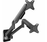 VIVO Height Adjustable Pneumatic Extended Arm Dual Monitor Wall Mount Full Motion Articulating, Fits 2 Screens 17 to 27 inches, Black, MOUNT-V002G
