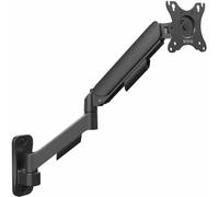 VIVO Height Adjustable Pneumatic Extended Arm Single Monitor Wall Mount, Full Motion Articulating, Fits 17 to 27 inch Screen, Black, MOUNT-V001G