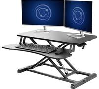 VIVO Black Height Adjustable Standing Desk Monitor Riser 32" Sit Stand Workstation Tabletop (DESK-V000K)
