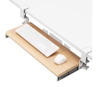 VIVO Large Clamp-on Computer Keyboard and Mouse Under Desk Slider Tray 27 x 11 inch Pull Out Platform Drawer Light Wood MOUNT-KB05A
