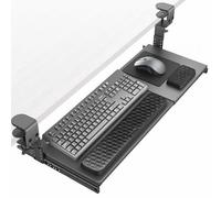 VIVO Large Height and Width Adjustable Under Desk Keyboard Tray, C-clamp Mount System, 22.5” to 30” (28.5” to 36” Including Clamps) x 11 inch Slide-Out Platform for Typing, Black, Mount-KBST1