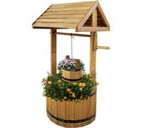 Vivo Large Wooden Wishing Well Planter Large Solid Pine Garden Plant Flower Pot Decor
