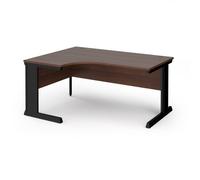 Vivo left hand ergonomic desk 1600mm - black frame, walnut top
