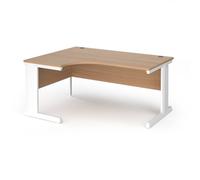 Vivo left hand ergonomic desk 1600mm - white frame, beech top