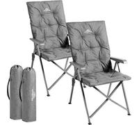 Vivo Luxury Adjustable Camping Chairs Heavy Duty Outdoor High Back Padded Folding - 2 Grey Chairs