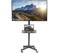 VIVO Mobile TV Cart for 13 to 60 inch Screens up to 25kg, LCD LED OLED 4K Smart Flat and Curved Panels, Rolling Stand with Laptop DVD Shelf, Locking