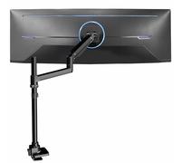 VIVO Pneumatic Arm Single Ultrawide Monitor Extra Tall Desk Mount for Up to 49 inch Screens, Heavy Duty Clamp, Holds Ultra Wides Up to 44 lbs, Black, STAND-V110K