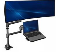 VIVO Pneumatic Arm Ultrawide Monitor Extra Tall Desk Mount for Up to 49 inch Screens and Laptop Tray for Up to 17 inch Notebooks, Holds Ultra-Wides Up to 44 lbs, Black, STAND-V120K-L