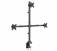 VIVO Premium Triple Ultra Wide LCD LED 27 to 38 inch Monitor Desk Mount, Heavy Duty C-clamp, Extra Tall Pole, Adjustable Telescoping Arms, Flush Wall Setup, Fits 3 Screens, Black, STAND-TS3CT