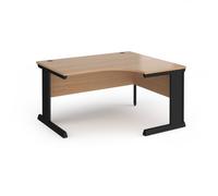 Vivo right hand ergonomic desk 1400mm - black frame, beech top
