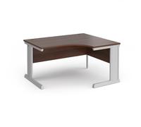 Vivo right hand ergonomic desk 1400mm - silver frame, walnut top